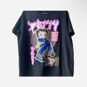 Black Betty Boop Graphic Tee- Pink & Blue Accents